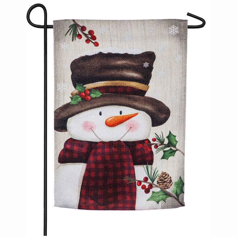 Evergreen Smiling Snowman Garden Textured Suede Flag, 18'' x 12.5'' inches