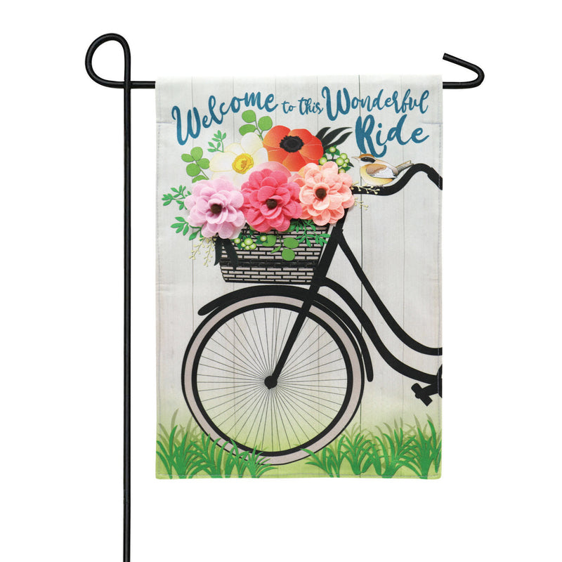 Evergreen Wonderful Ride Garden Linen Flag, 18'' x 12.5'' inches