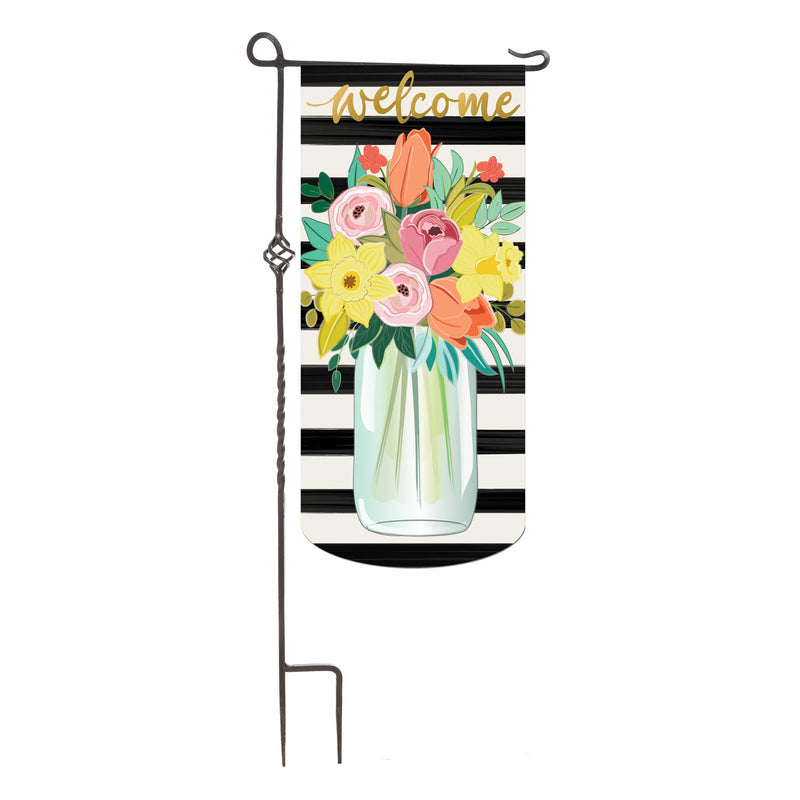 Spring Floral Stripe Everlasting Impressions Textile Décor,14l9555xl