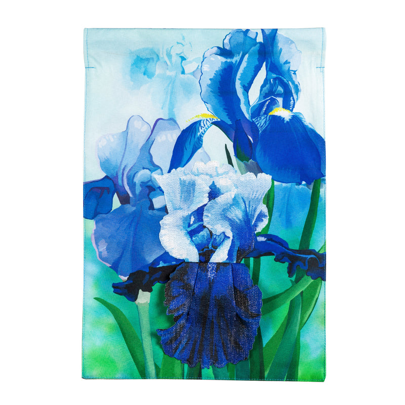 Evergreen Irises Garden Linen Flag, 18'' x 12.5'' inches