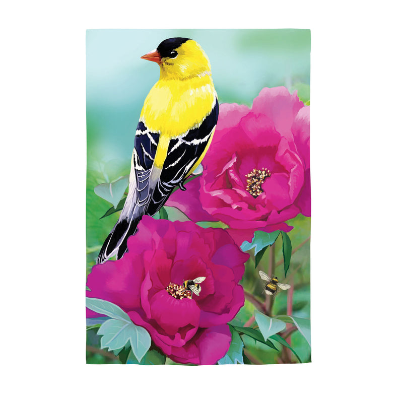 Evergreen Finch Floral Garden Linen Flag, 18'' x 12.5'' inches