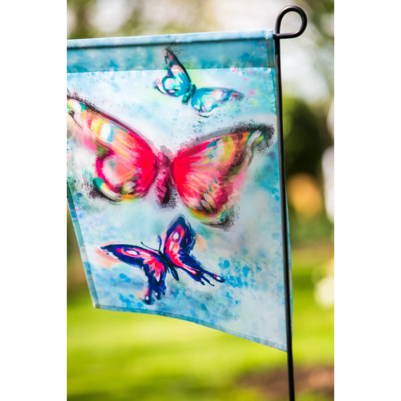 Evergreen Butterfly Kaleidoscope Garden Organza Flag, 18'' x 12.5'' inches
