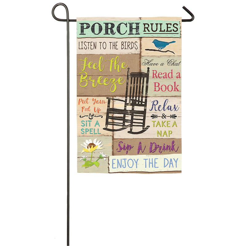 Evergreen Porch Rules Garden Suede Flag, 18'' x 12.5'' inches