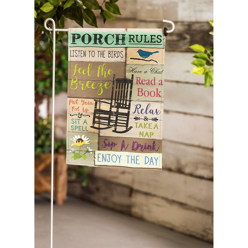 Evergreen Porch Rules Garden Suede Flag, 18'' x 12.5'' inches