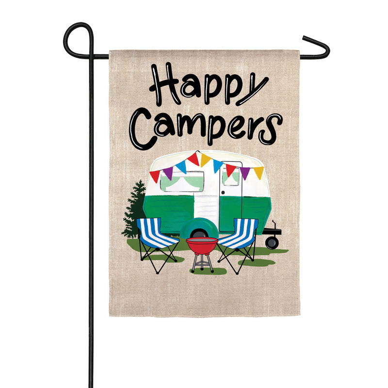 Evergreen Happy Campers Travel Trailer Garden Suede Flag, 18'' x 12.5'' inches