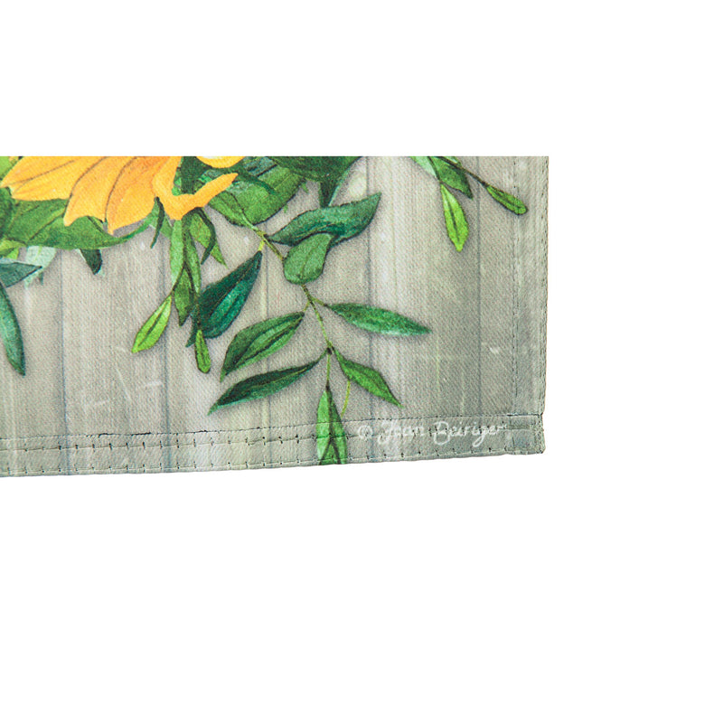 Evergreen Sunflower Wreath Garden Suede Flag, 18'' x 12.5'' inches