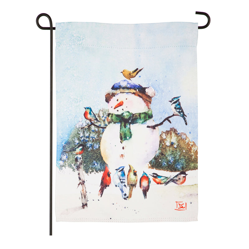 Snowman and Songbirds Garden Suede Flag,14s9312
