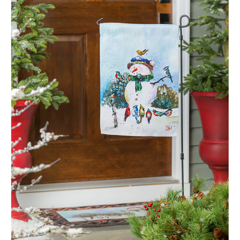 Snowman and Songbirds Garden Suede Flag,14s9312