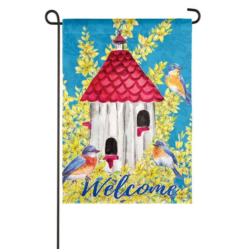 Forsythia Birdhouse Garden Suede Flag,14s9526