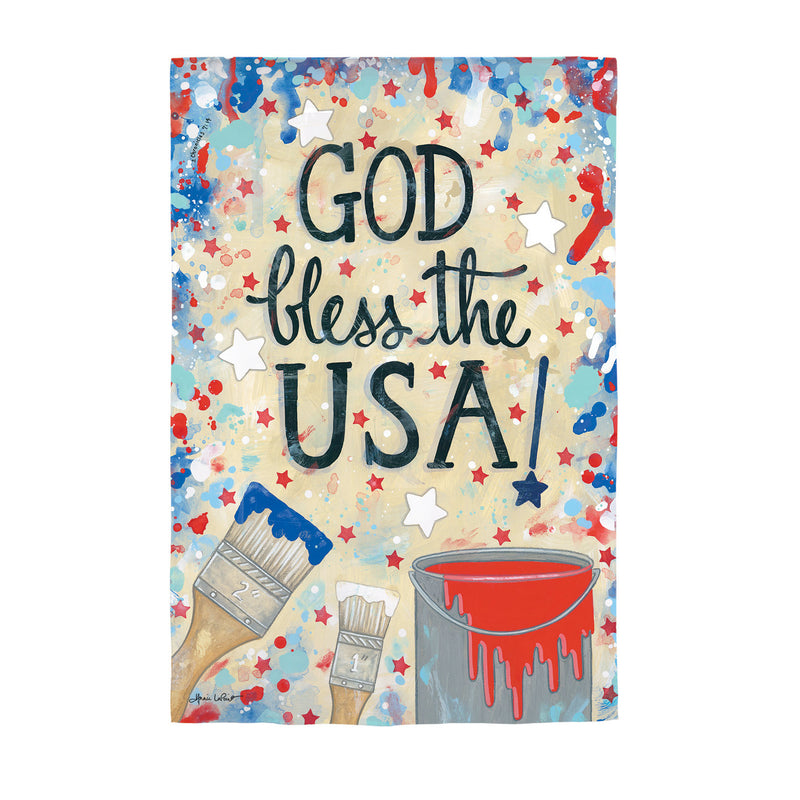 Evergreen God Bless the USA Dropcloth Garden Suede Flag, 18'' x 12.5'' inches