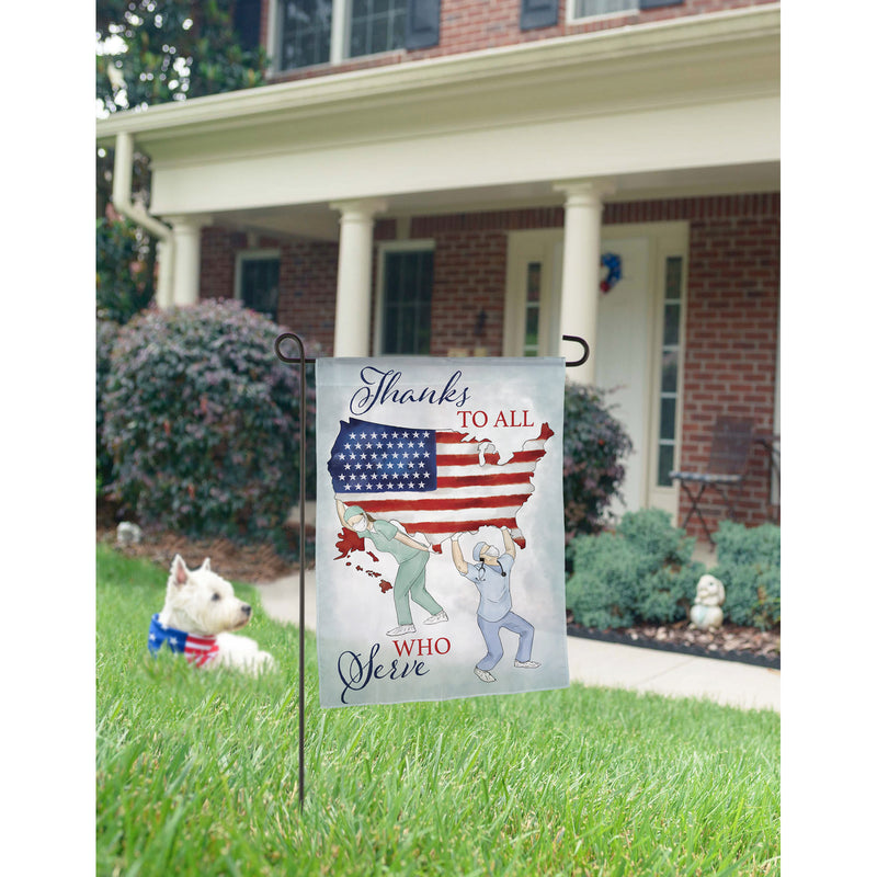 Evergreen Thanks to All Who Serve Garden Suede Flag, 18'' x 12.5'' inches