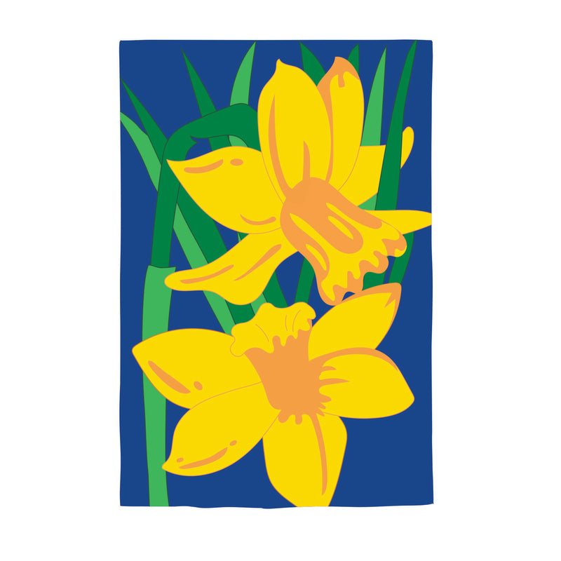 Evergreen Flag,Daffodils Applique House Flag,28x0.25x44 Inches