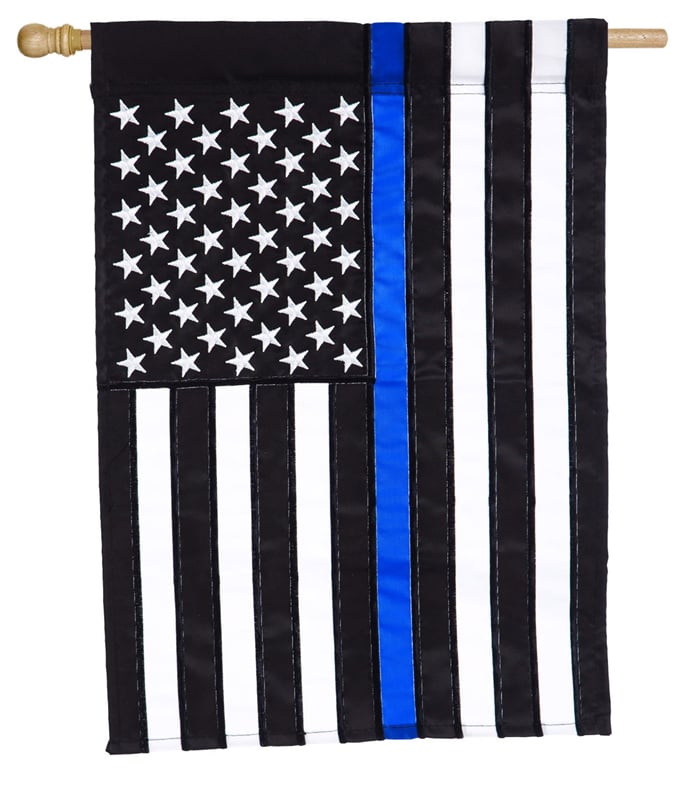 Evergreen Flag,Thin Blue Line House Applique Flag,28x0.1x44 Inches