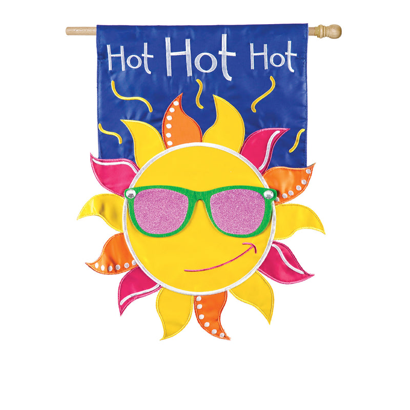 Hot Hot Hot Sun House Applique Flag,158927