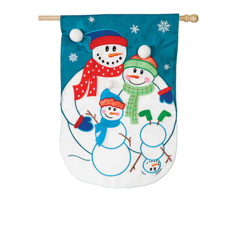 Snow Family Fun House Applique Flag,159081