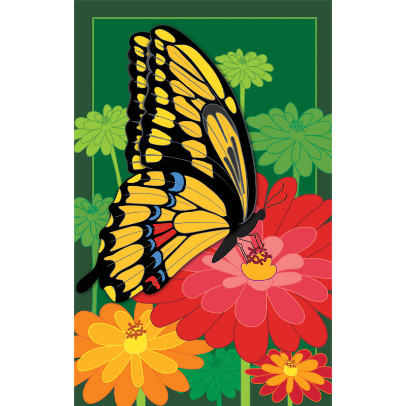Evergreen Blossoms and Butterfly House Applique Flag, 44'' x 28'' inches