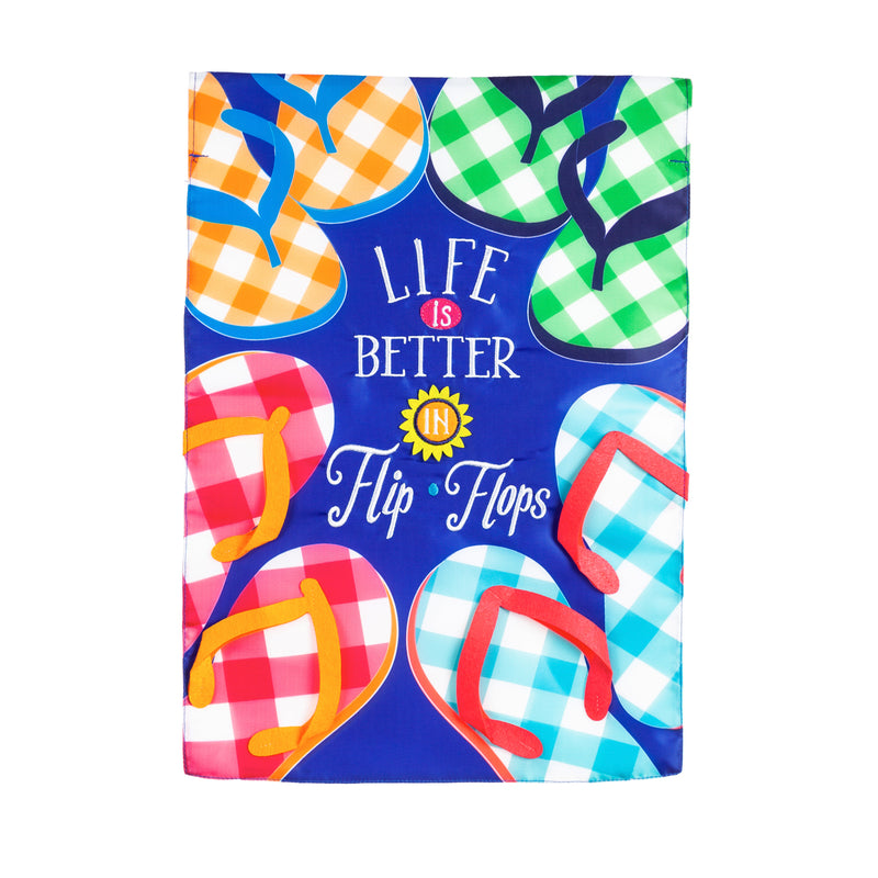 Plaid Flip Flops House Applique Flag,159146