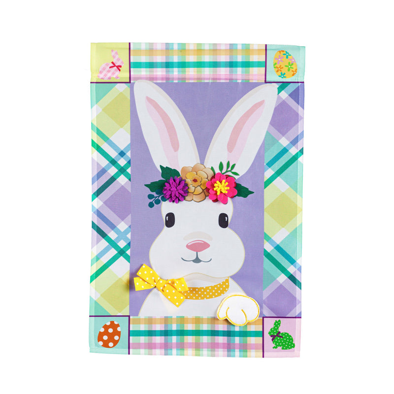 Bunny Patterned Border House Applique Flag, 44"x28"inches