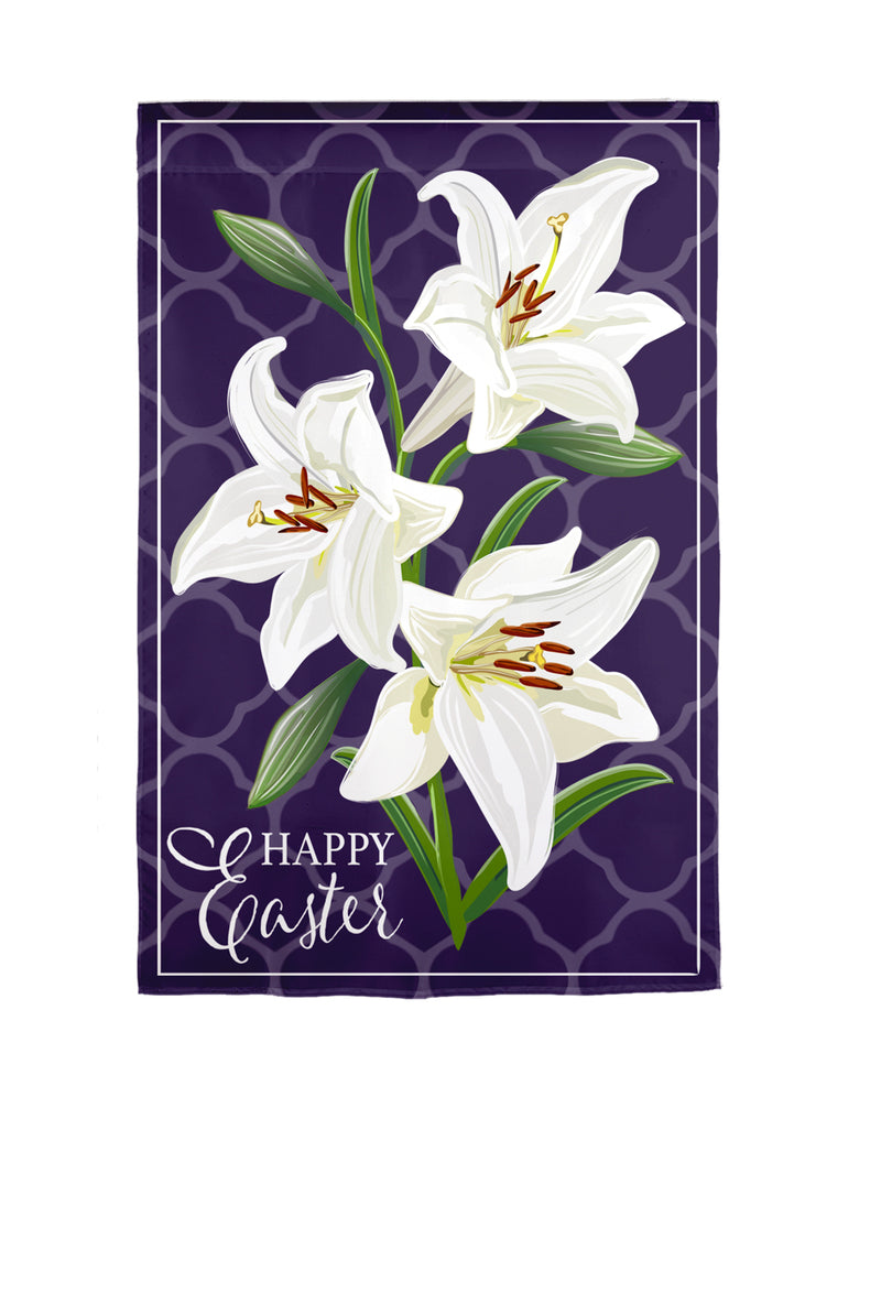 Evergreen Flag,Easter Lily Applique House Flag,28x0.25x44 Inches
