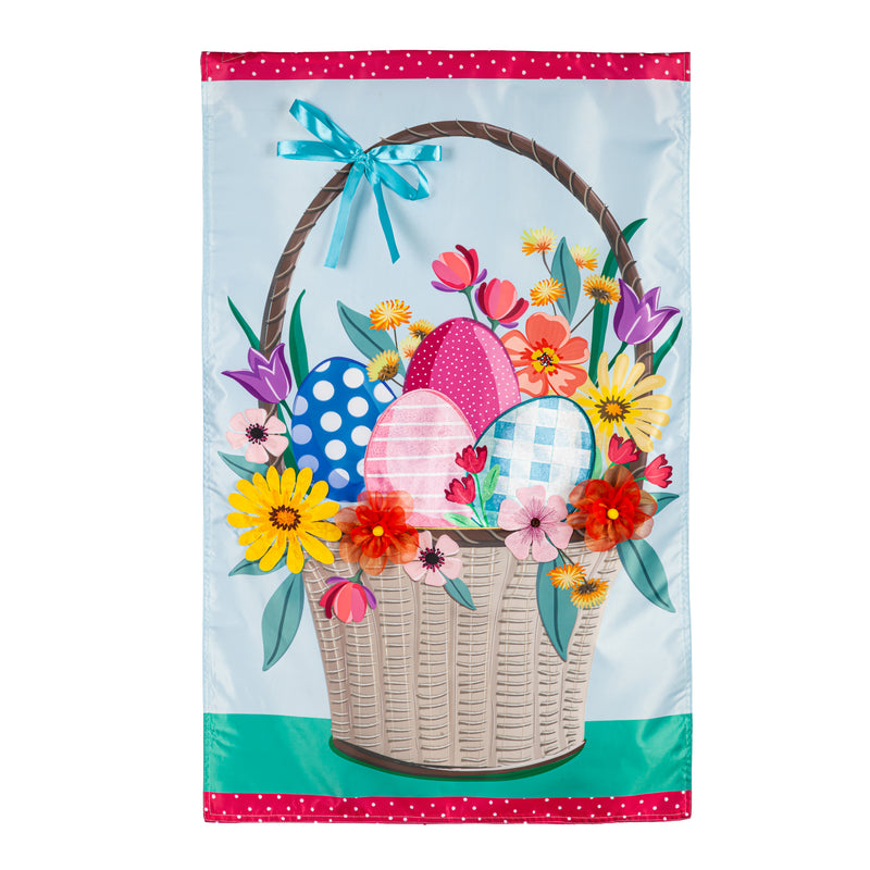 Evergreen Flag,Easter Basket Applique House Flag,28x0.25x44 Inches