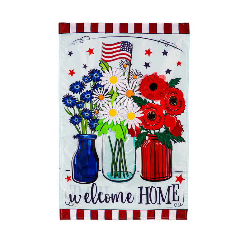 Evergreen Flag,Patriotic Floral Applique House Flag,28x0.25x44 Inches