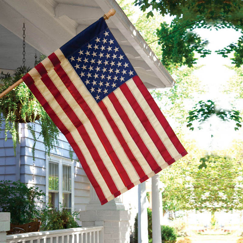 Patriotic, American House Flag, Tea Stained, 44"x28"inches