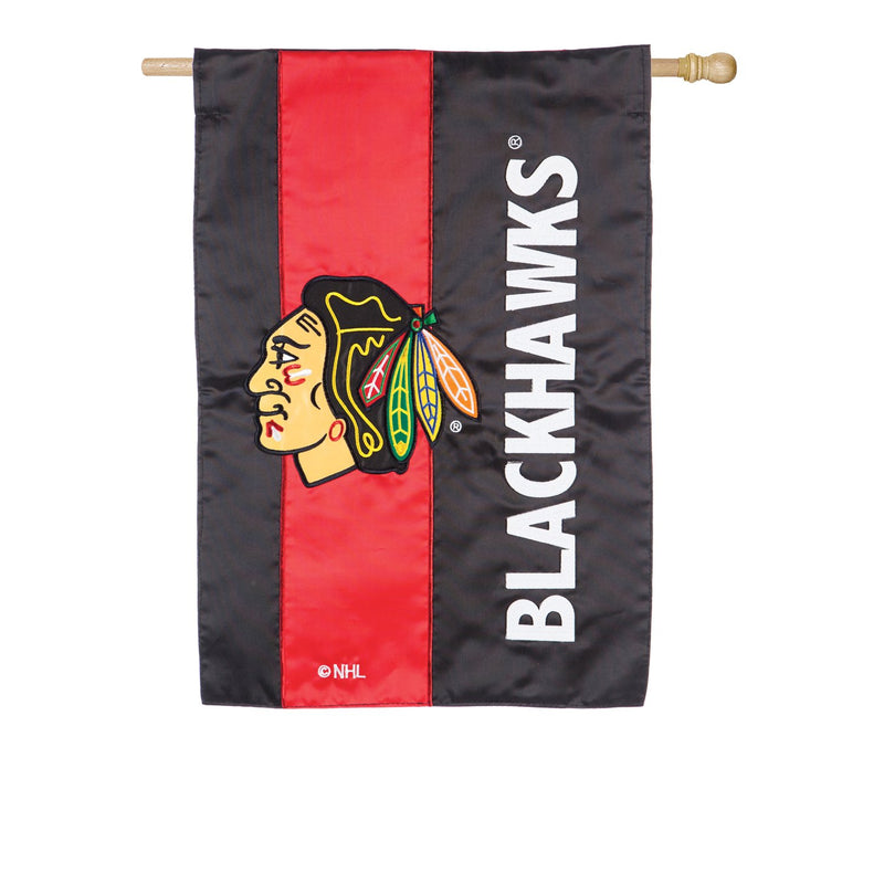 Evergreen Flag,Chicago Blackhawks, Embellish Reg Flag,28x0.1x44 Inches