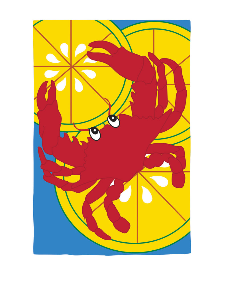 Evergreen Flag,Crab Fest Applique Garden Flag,12.5x0.2x18 Inches