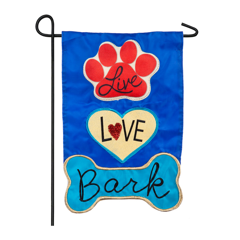 Live Love Bark Garden Applique Flag,168898