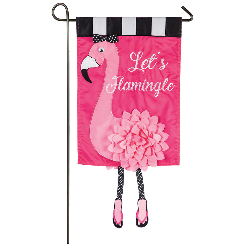 Evergreen Flag,Let's Flamingle Garden Applique Flag,0.2x12.5x18 Inches