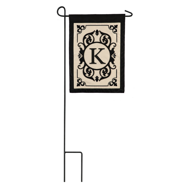 Evergreen Flag,Cambridge Monogram Garden Applique Flag, Letter K,12.5x0.02x18 Inches