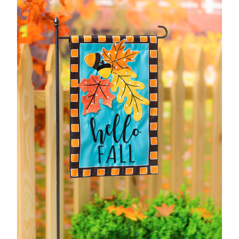 Hello Fall Leaves Garden Applique Flag,169082