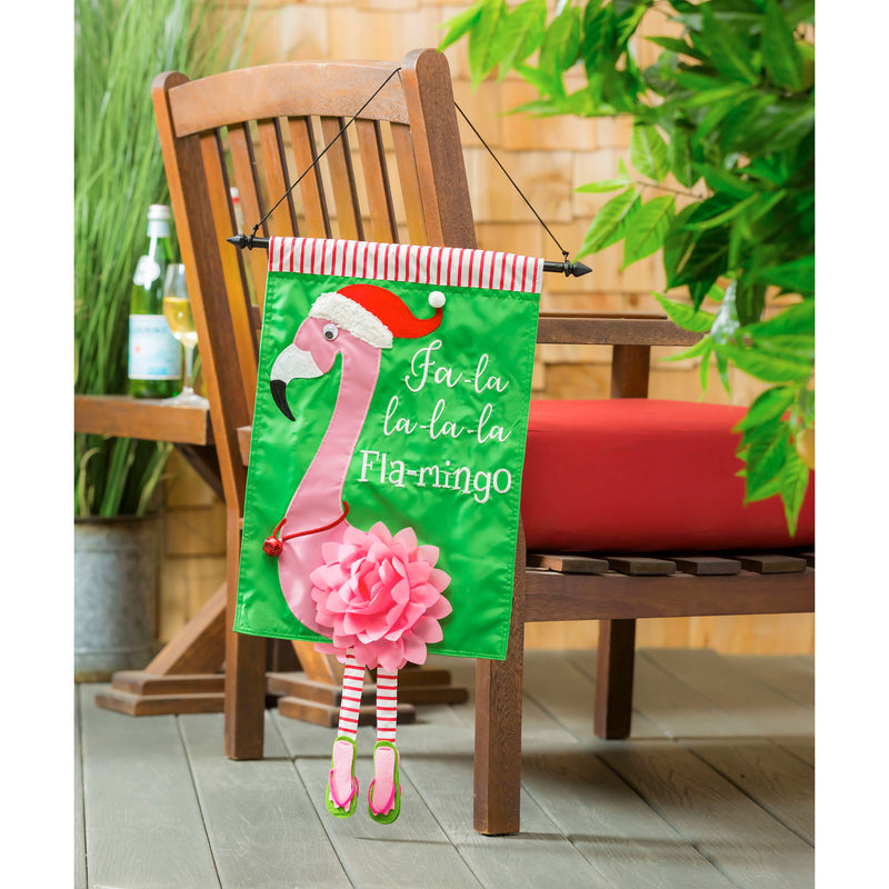 Fa La La La La Flamingo Garden Applique Flag,169086