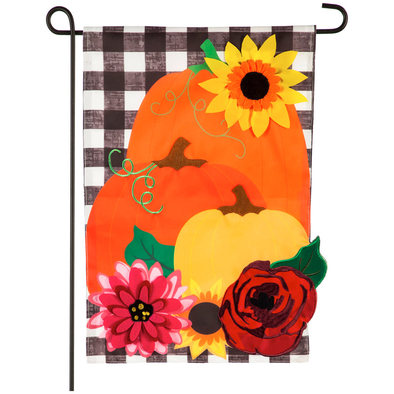 Pumpkins and Plaid Garden Applique Flag,169092