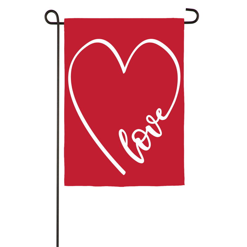 Evergreen Velvet Love Heart Garden Applique Flag, 18'' x 12.5'' inches