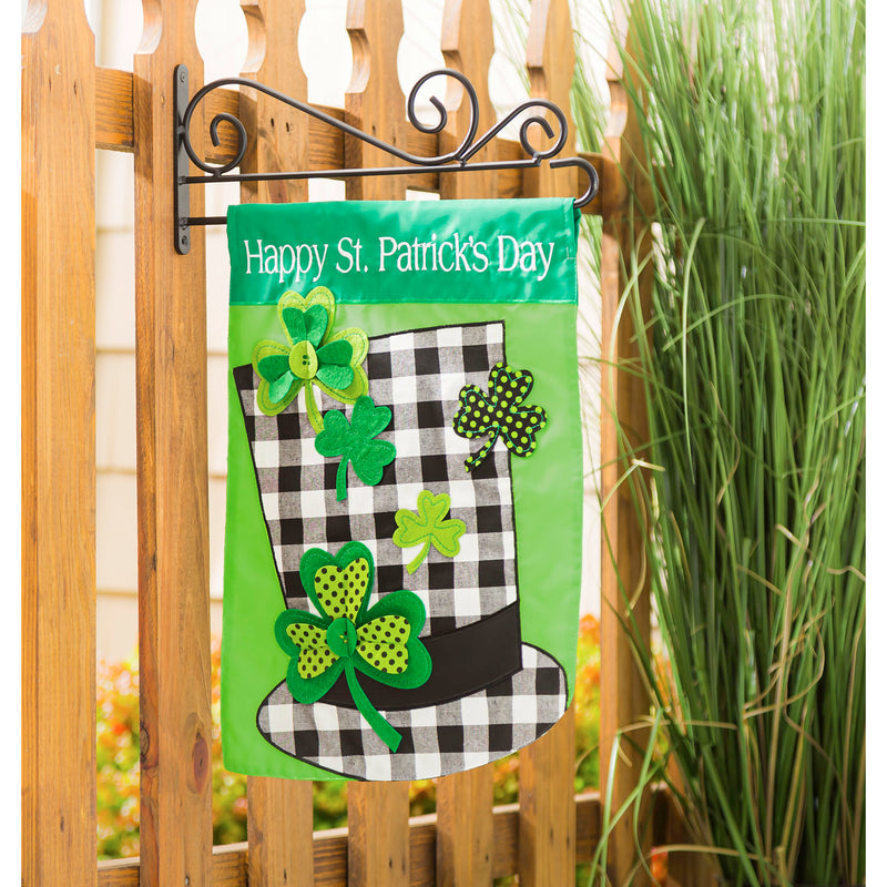 Evergreen Flag,Plaid St. Patrick's Day Hat Garden Applique Flag,12.5x0.2x18 Inches