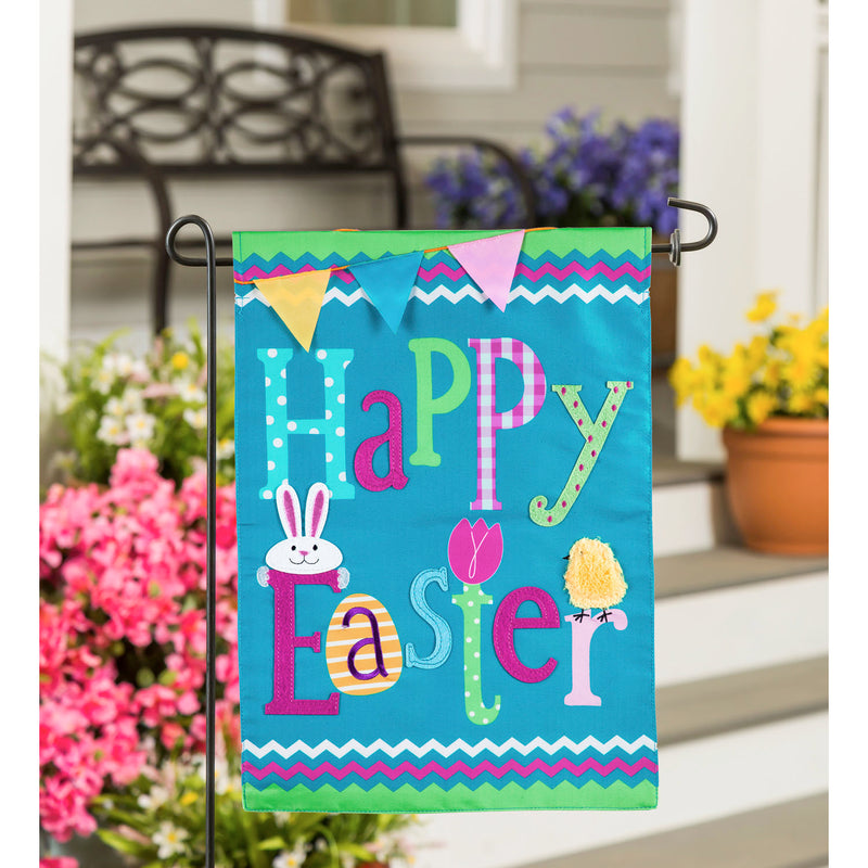 Happy Easter Garden Applique Flag, 18"x12.5"inches