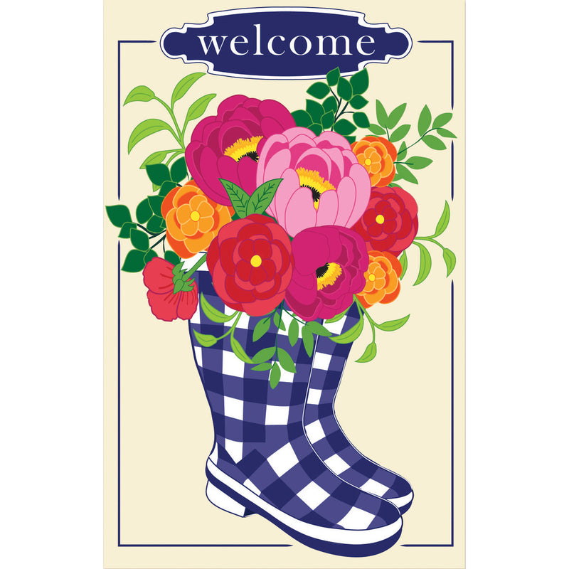 Evergreen Buffalo Check Boots Welcome Garden Applique Flag, 18'' x 12.5'' inches
