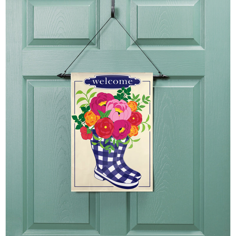 Evergreen Buffalo Check Boots Welcome Garden Applique Flag, 18'' x 12.5'' inches