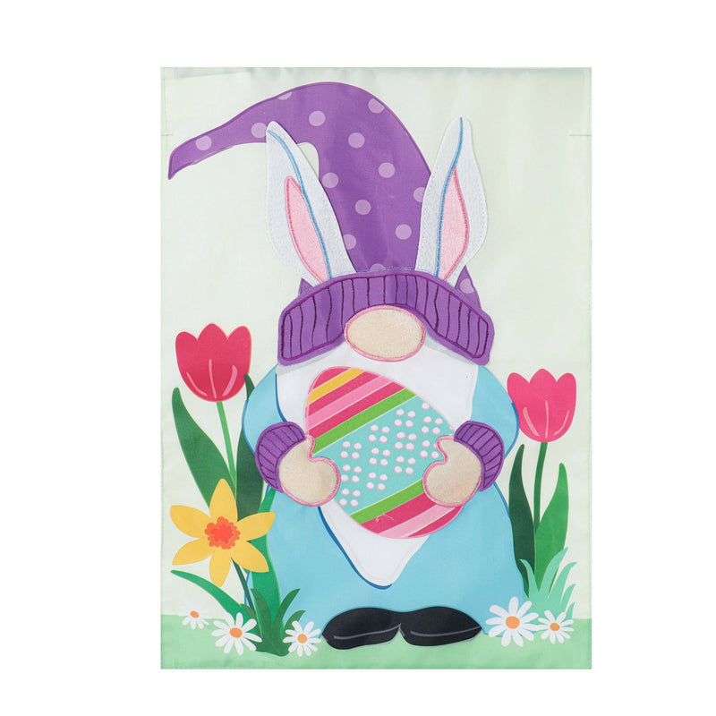 Evergreen Flag,Easter Gnome Bunny Ears Garden Applique Flag,12.5x0.2x18 Inches