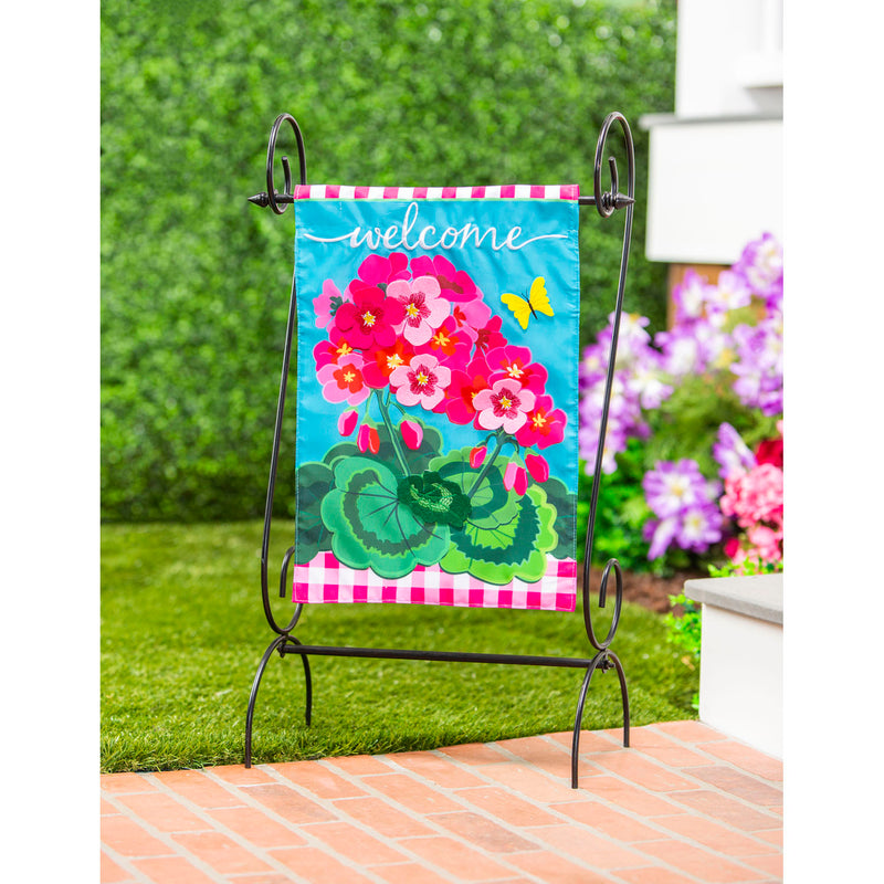 Spring Geraniums Garden Applique Flag, 18"x12.5"inches