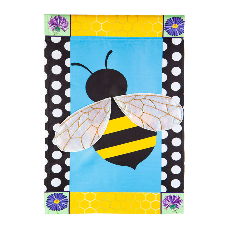Evergreen Flag,Bee with a Border Garden Applique Flag,12.5x0.2x18 Inches