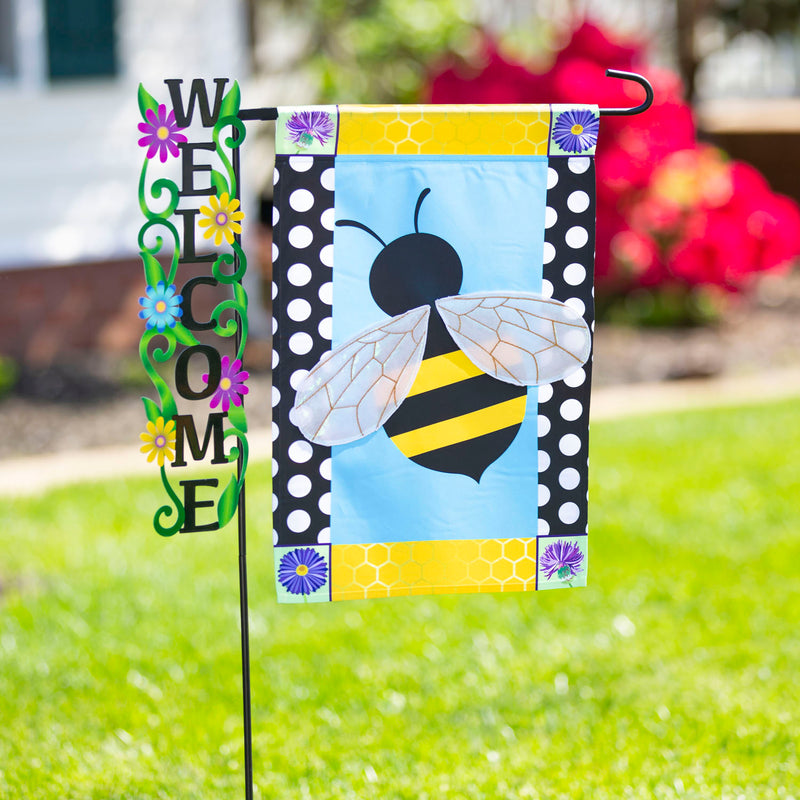 Evergreen Flag,Bee with a Border Garden Applique Flag,12.5x0.2x18 Inches