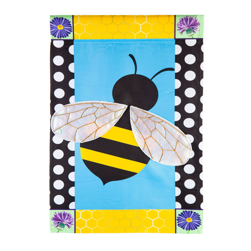 Evergreen Flag,Bee with a Border Garden Applique Flag,12.5x0.2x18 Inches