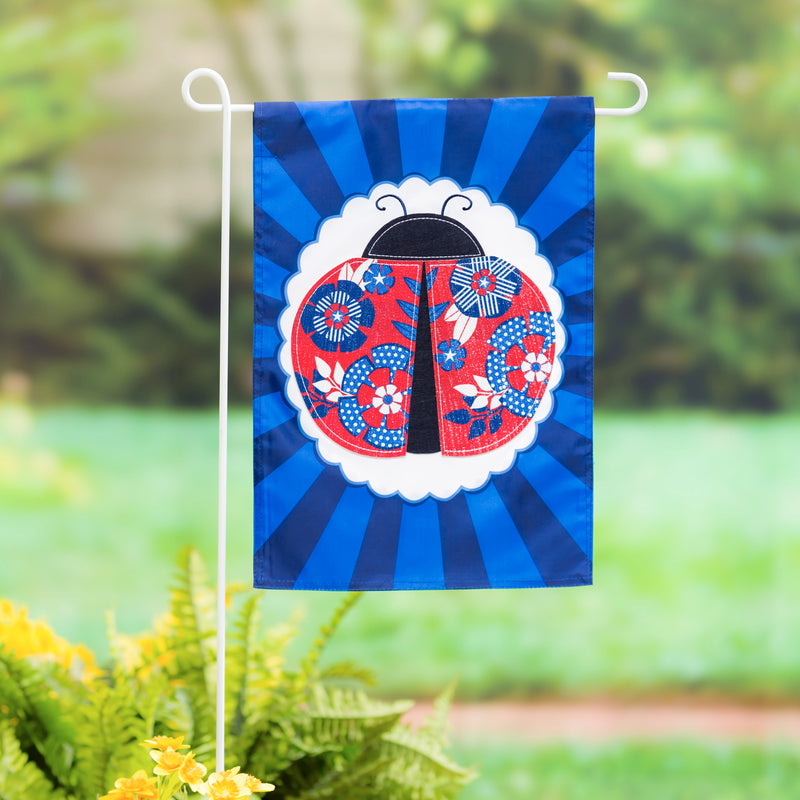 Evergreen Flag,Patriotic Ladybug Garden Applique Flag,12.5x18x0.2 Inches