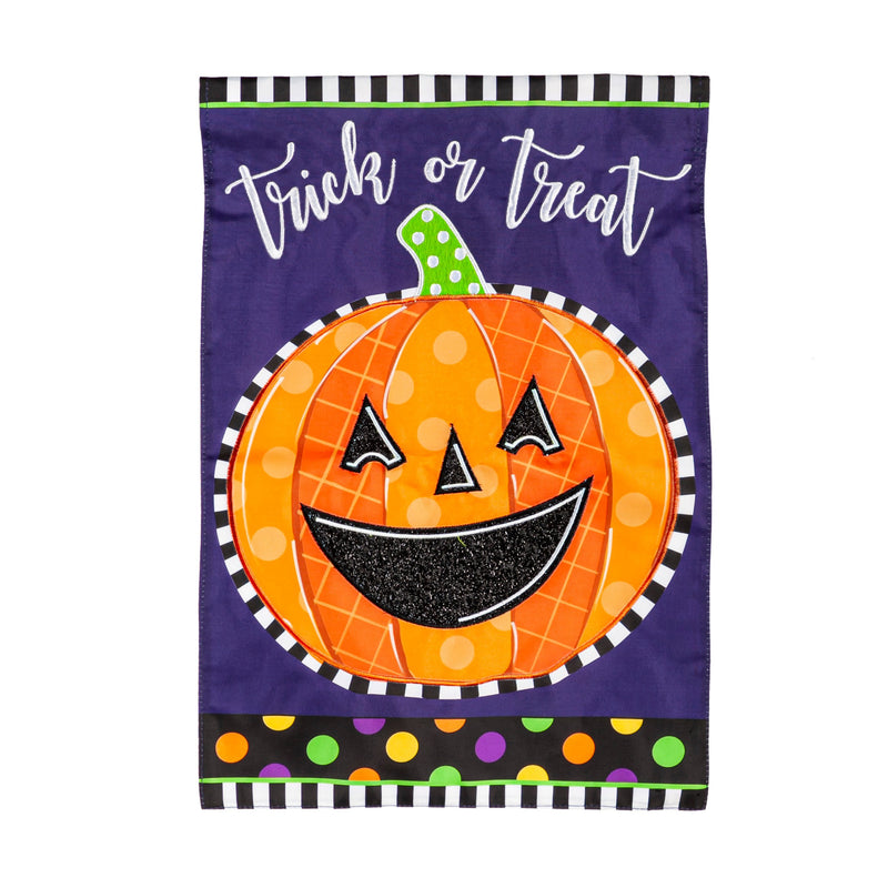 Evergreen Flag,Patterned Jack-o-Lantern Garden Applique Flag,12.5x0.2x18 Inches