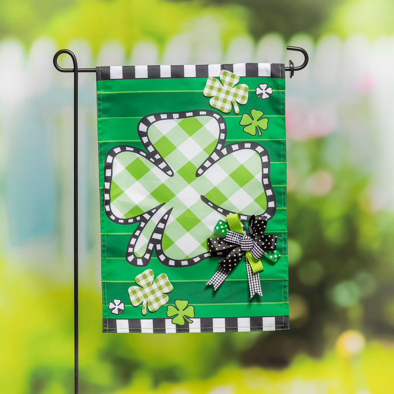 Evergreen Flag,Check Clover Garden Applique Flag,0.2x12.5x18 Inches