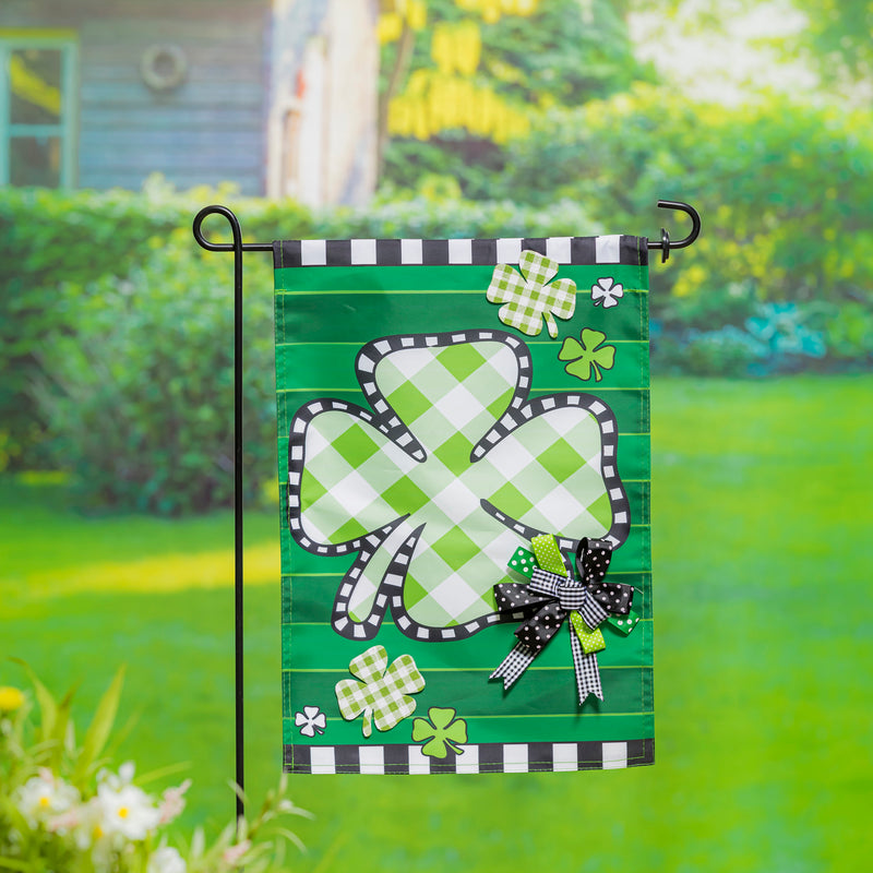 Evergreen Flag,Check Clover Garden Applique Flag,0.2x12.5x18 Inches