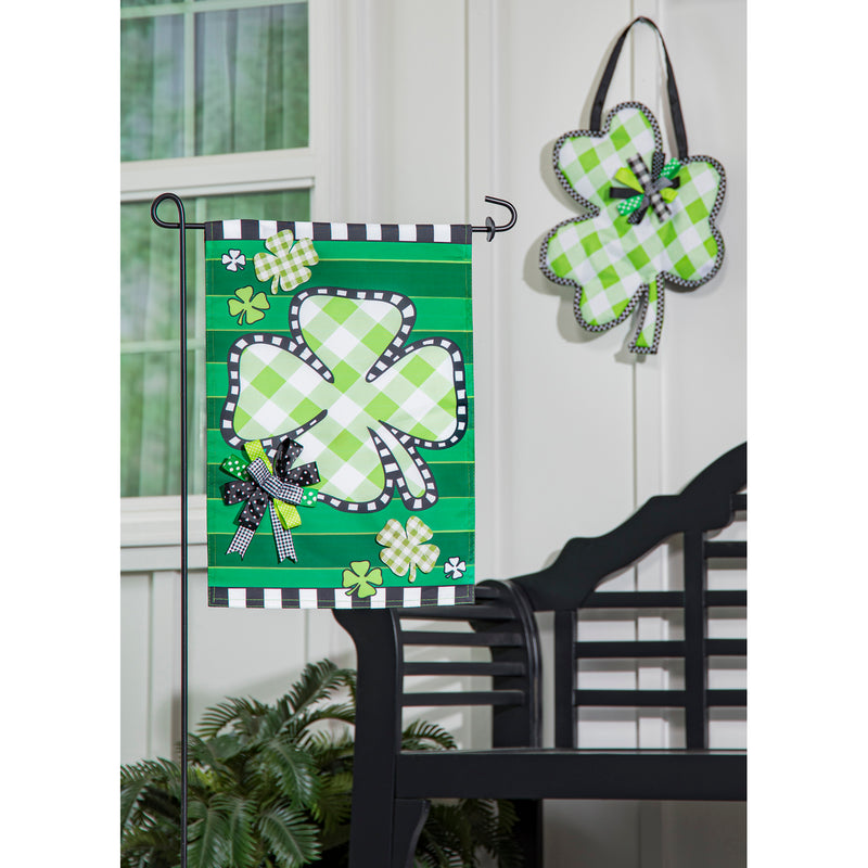 Evergreen Flag,Check Clover Garden Applique Flag,0.2x12.5x18 Inches