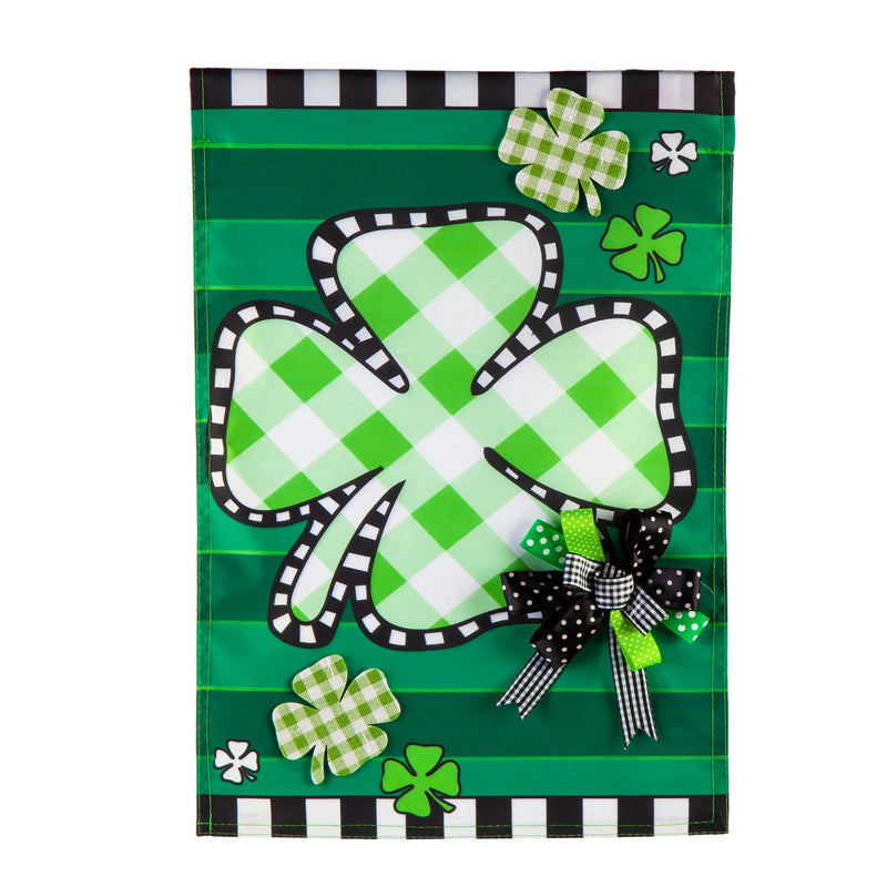 Evergreen Flag,Check Clover Garden Applique Flag,0.2x12.5x18 Inches